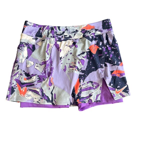 Nike Purple Abstract Print Tennis Skort With Inner Shorts Size M - Picture 2 of 6
